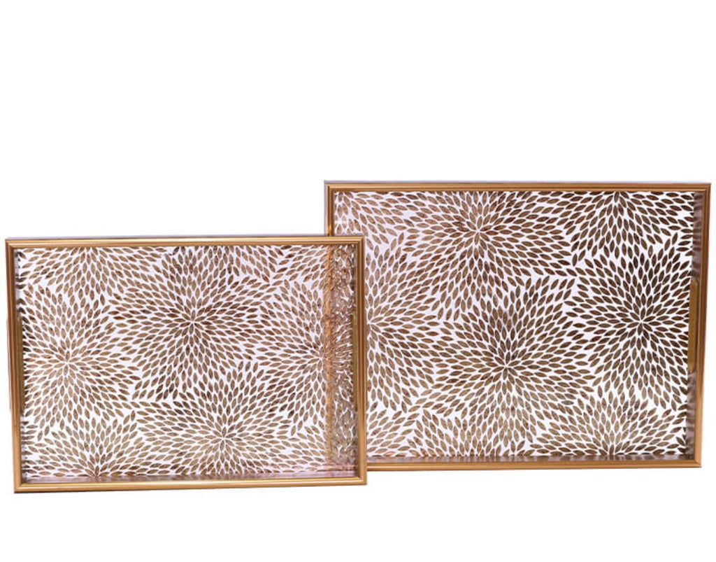 GOLD ZINIA TRAY 40X30/35X25 SET/2