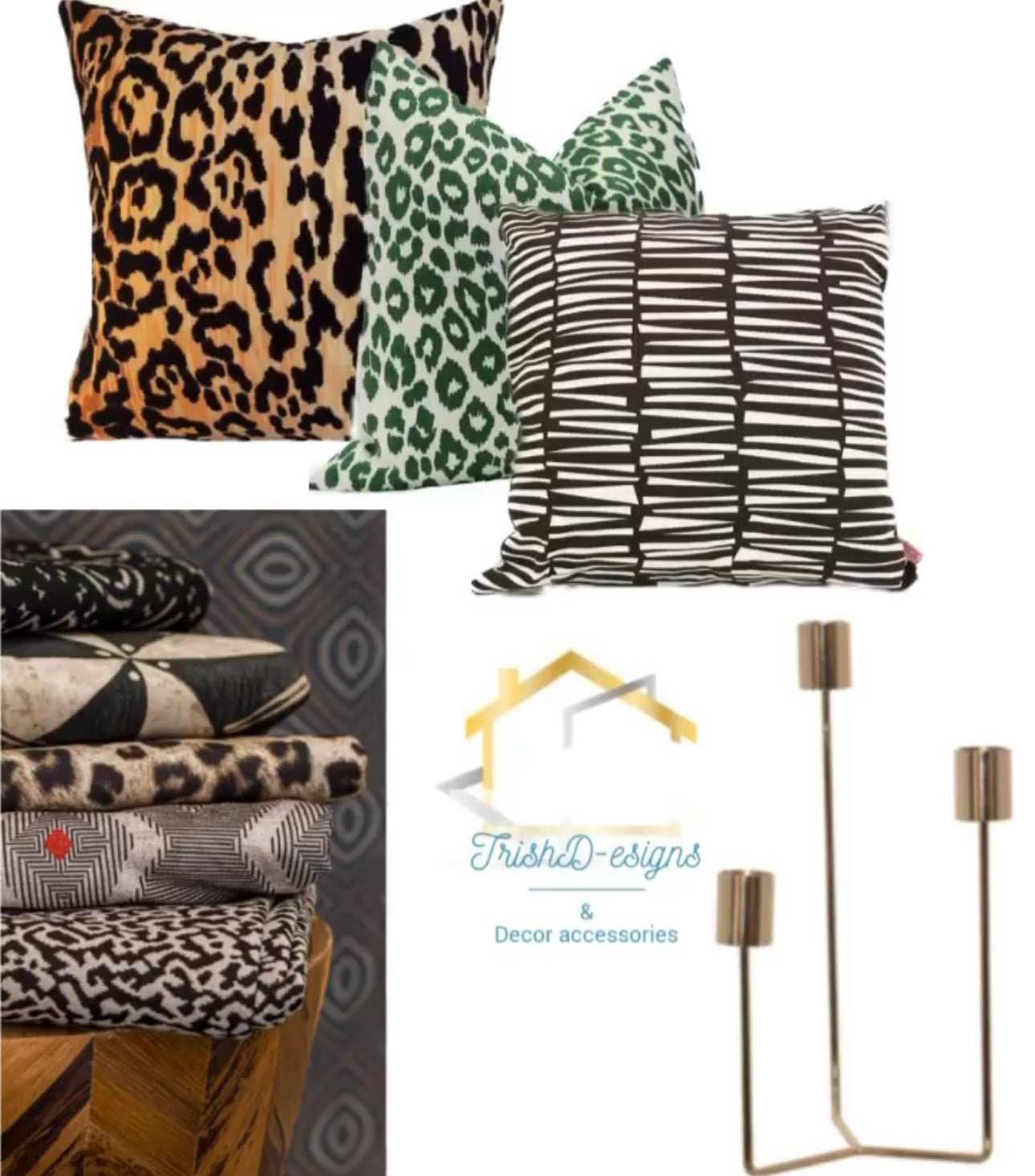 Gold three tier candlestick holder 23cm