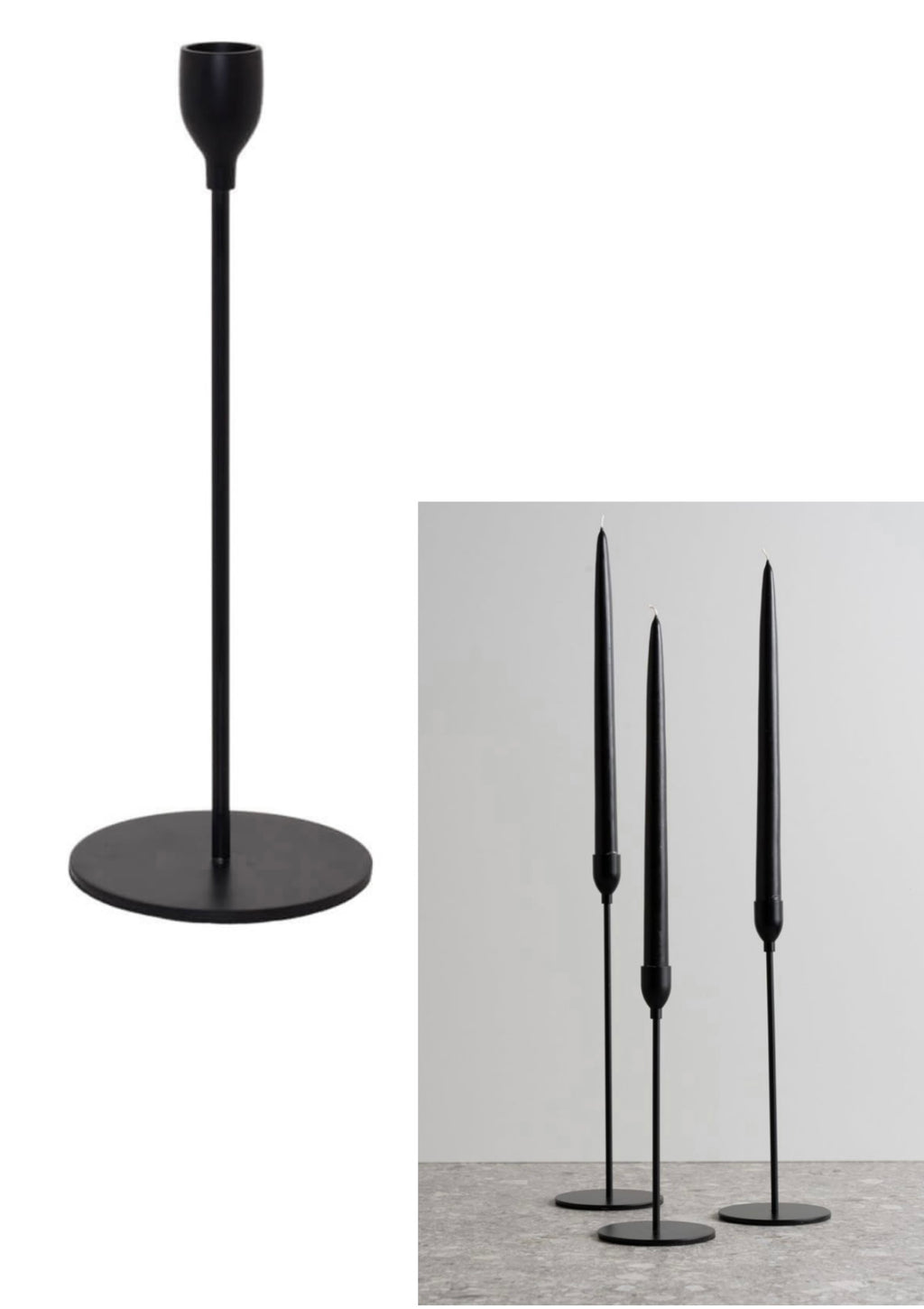 SASHA BLACK CANDLE STICK 33CM